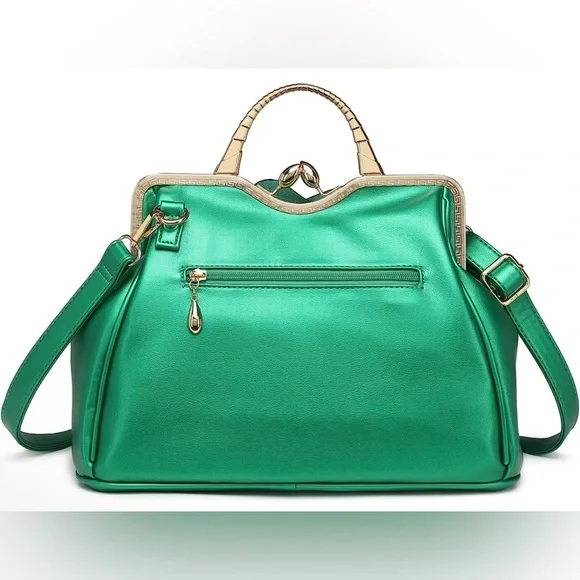 Exquisite Leather Flower Kiss-Lock Handbag - Picture 5 of 5